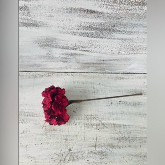 *Burlap Hydrangea Pick, Burgundy, Bundle of 3 - Picture 4 of 10